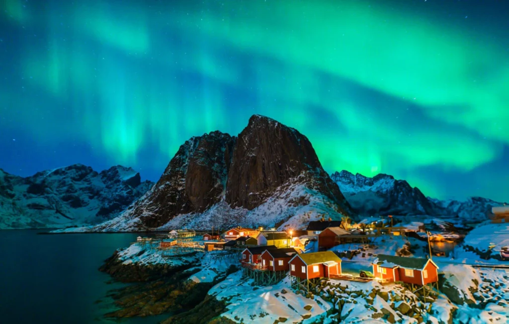 Aurora Borealis over Tromsø, Norway at night