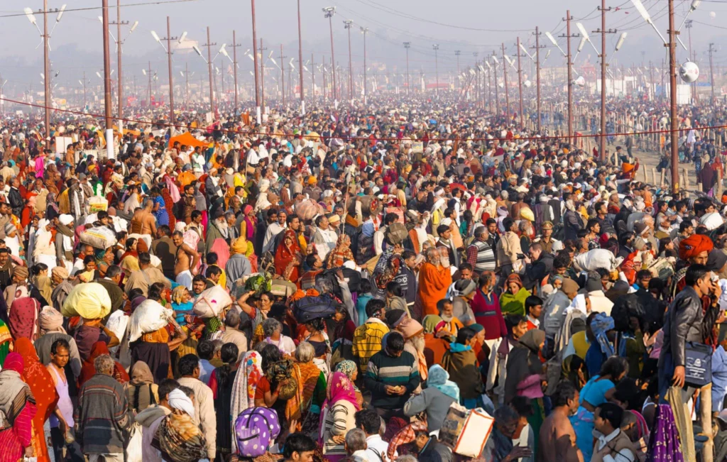 Thousands of pilgrims gathered at Maha Kumbh Mela 2025 in Prayagraj for spiritual rituals and celebrations.