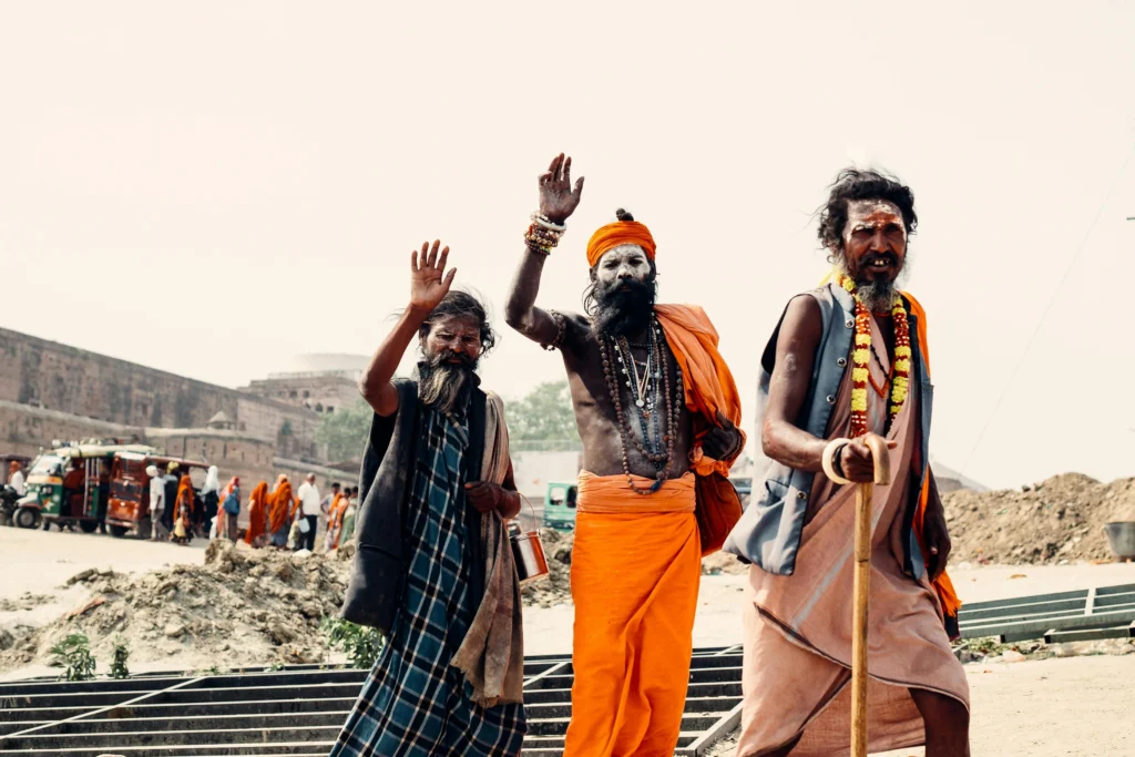 Sadhus participating in the royal procession during Maha Kumbh Mela 2025