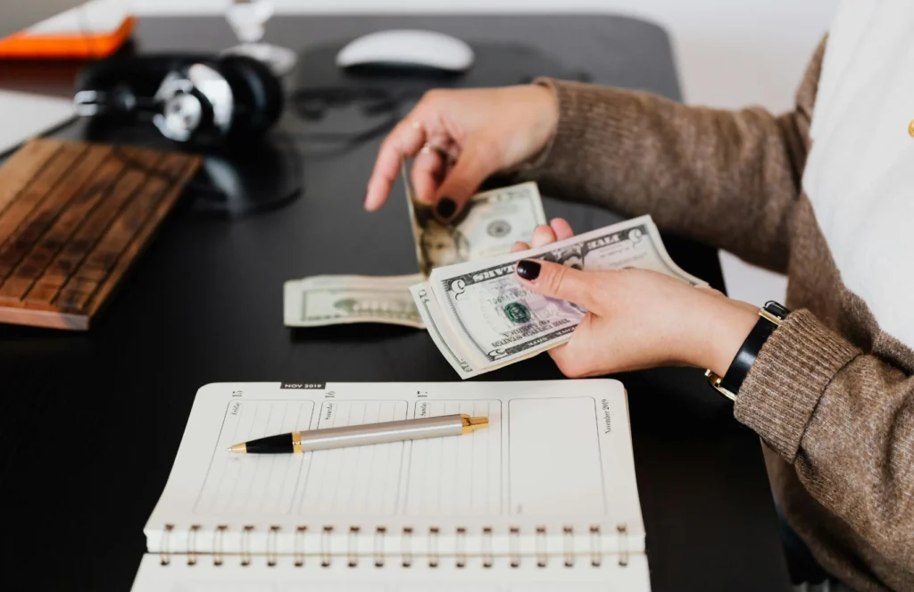 Student earning money online and achieving financial independence